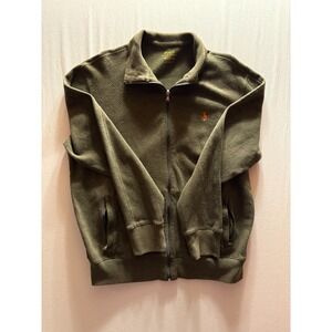 Polo Ralph Lauren Jacket Mens Large Green Full Zip Mock Neck Performance Sweater